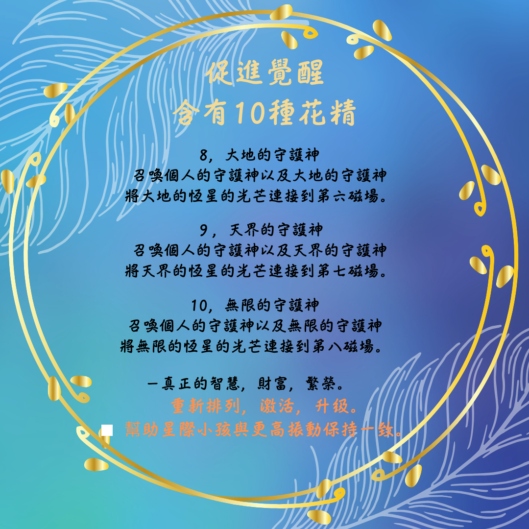 靈性覺醒花精 / 創造力 / 超越五感 / 星際種子 / 恒星的光芒 / 連接真實本質 / 含10種花精 / flower essence /